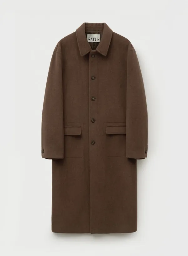Cashmere Wool Blend Mac Coat - Brown