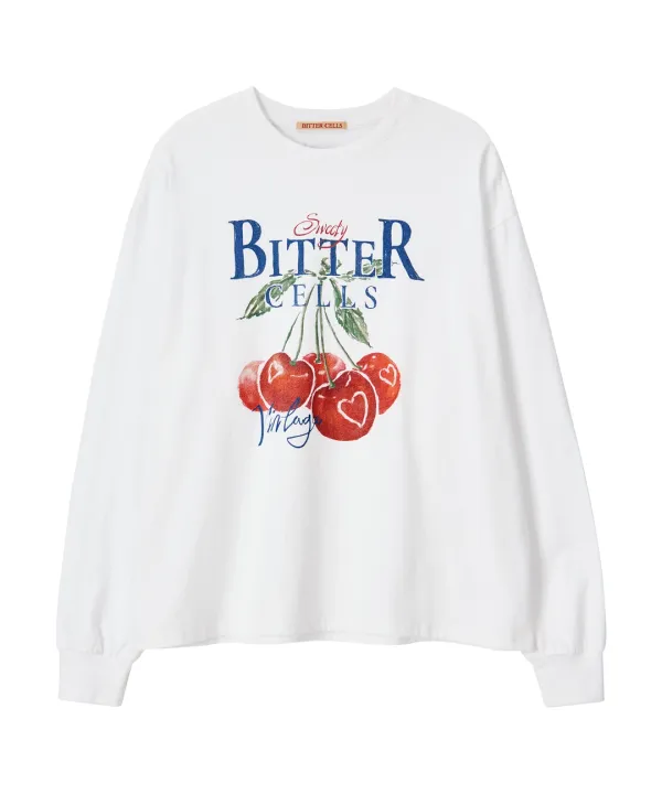 Vintage Cherry Long Sleeve-Ivory