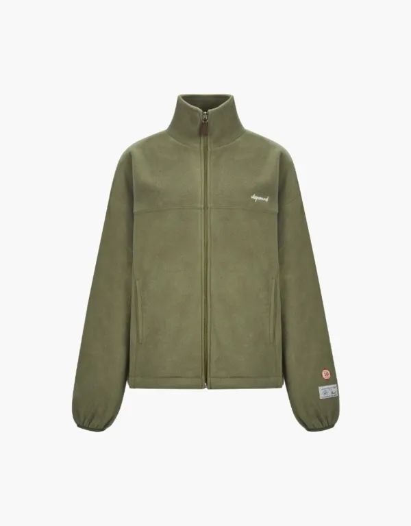 (10th) graphic fleece zip up - khaki