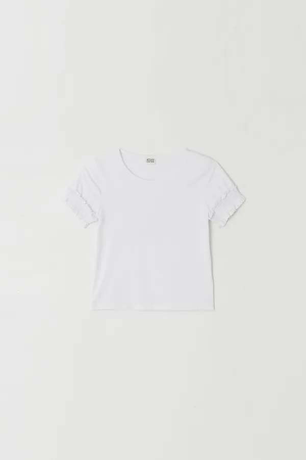 Shirred Sleeve T-shirt (white)