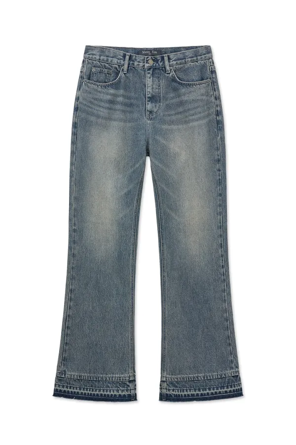 WASHED FLARE DENIM PANTS FOR MEN IN LIGHT BLUE