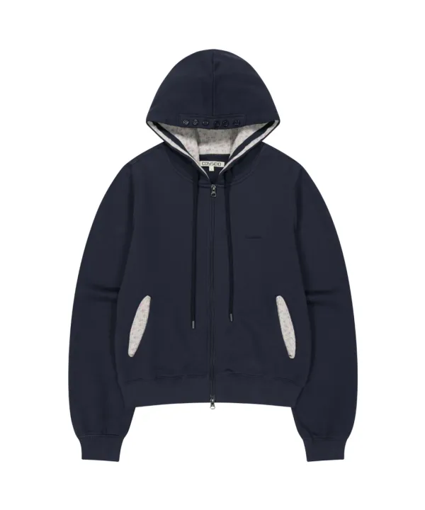 FLOWER POINT ZIP-UP HOODIE NAVY
