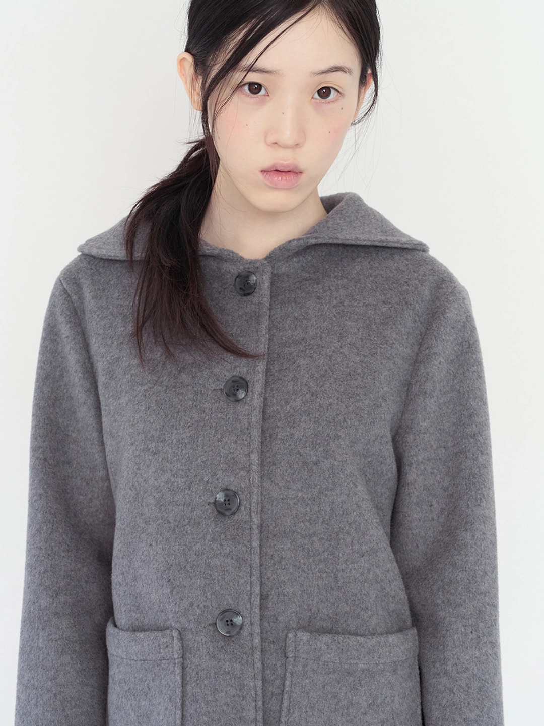 무음 Cape Collar Half Coat (Soft Gray) 상품 이미지 2