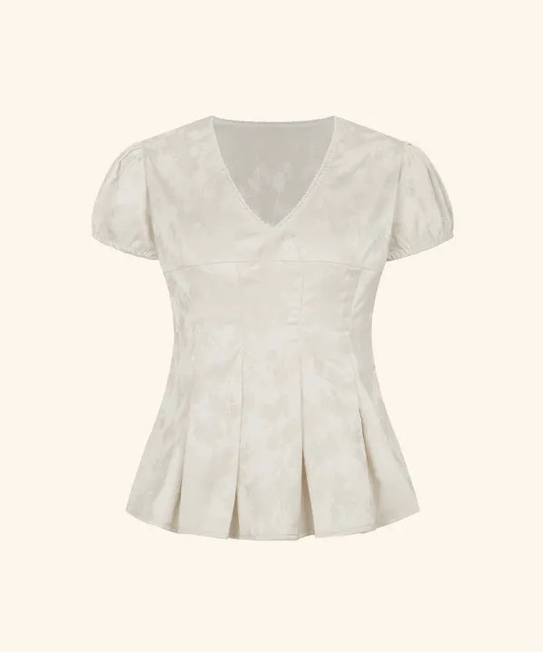 [6/15 순차배송] Hidden Flower Satin Blouse (Cream)
