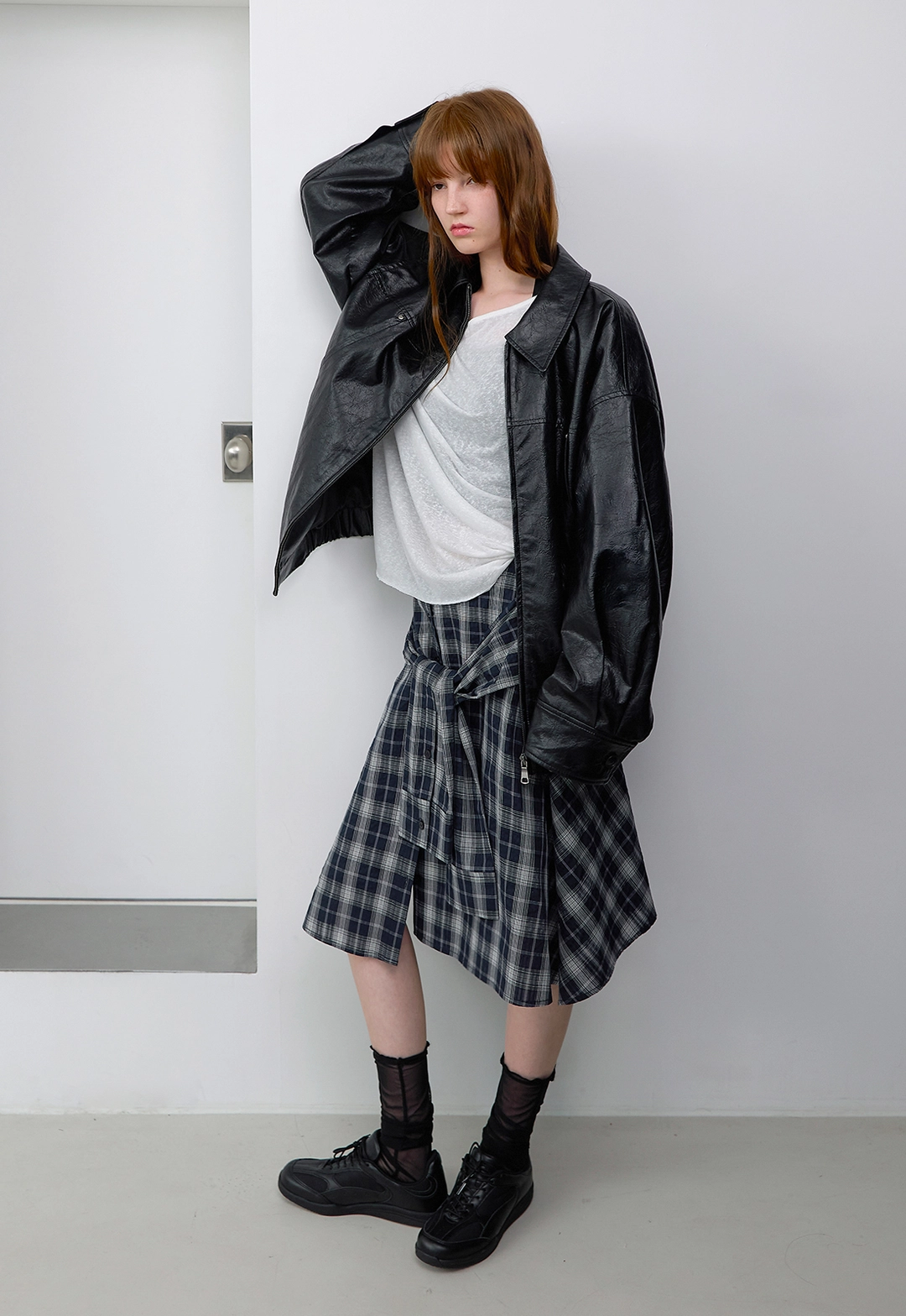 아뜰리에 나인 (SK-5072)CHECK TIED IRREGULAR SKIRT 상품 이미지 2