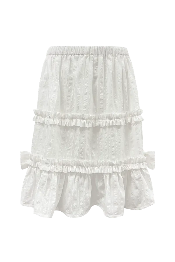 BOW SHIRRING SKIRT (IVORY)