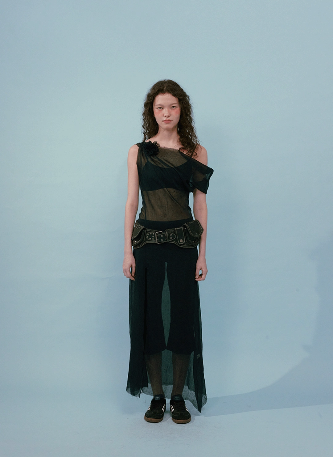 루루서울 Wave Sheer Dress (Navy) 상품 이미지 2
