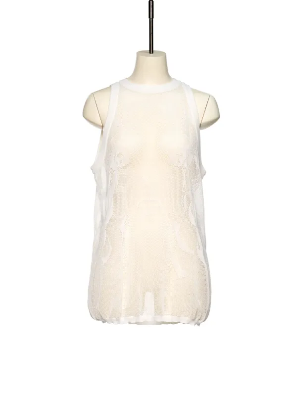 SS25 WHITE CRYING GIRL CROCHET KNIT TOP