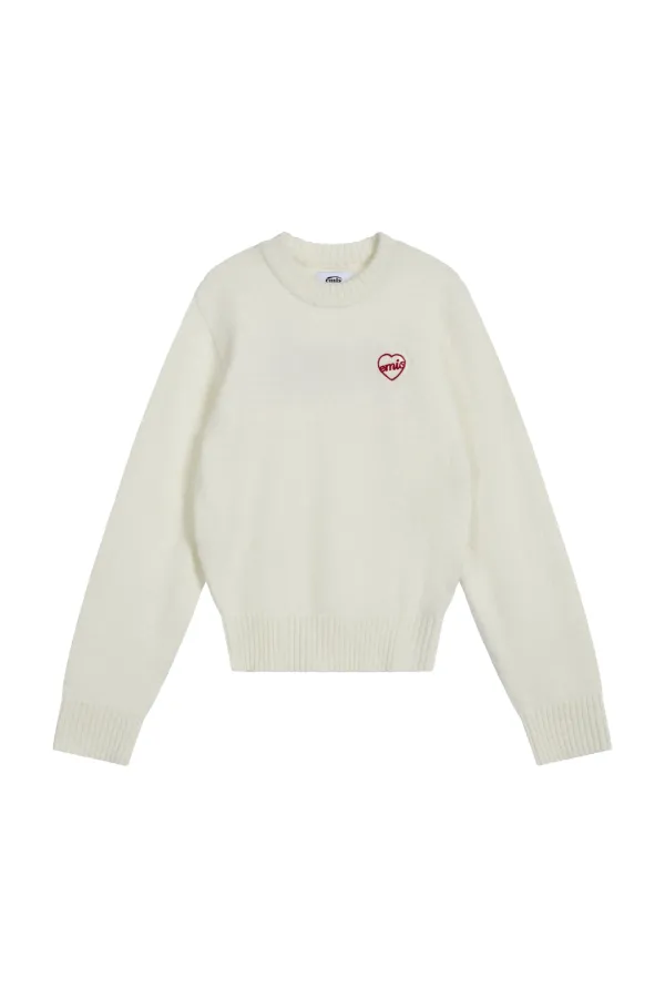(W) HEART LOGO PULLOVER-IVORY