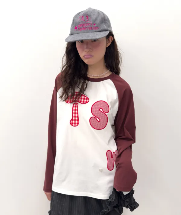 [3차] Buttoned Patch Raglan Top [Wine]