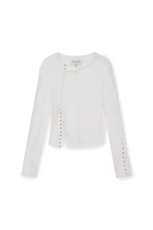 SNAP DETAIL SLIM TOP IN IVORY
