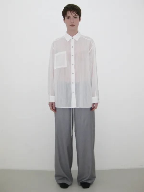 [SOLD OUT] STRIPE SHEER SHIRTS, WHITE