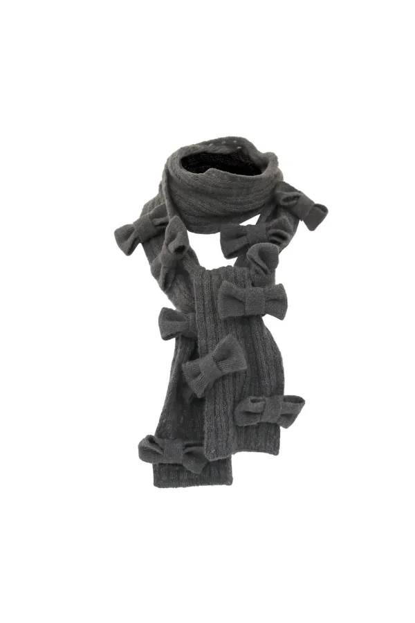 KNIT RIBBON MUFFLER CHACOAL