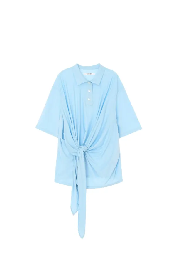 Knotted polo t-shirts - Sky blue