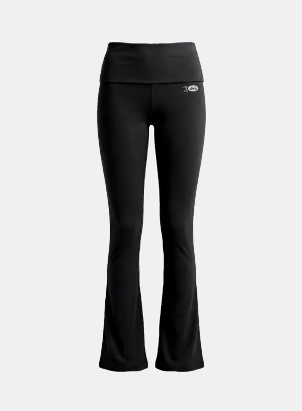 [w-pts26-030] BS Cotton Jersey Essential Fold-Over Bootcut Pants - Black
