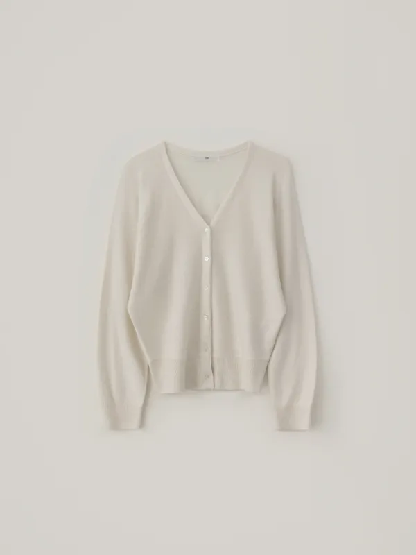 Silk V-Neck Cardigan - Ivory