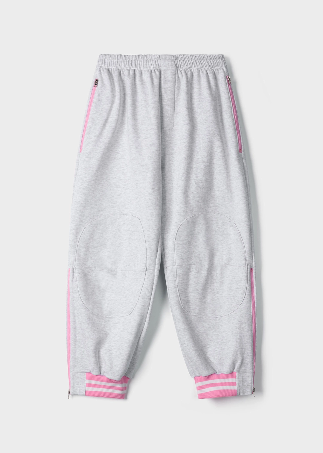 Pink-Zipped Patch Sweat Pants