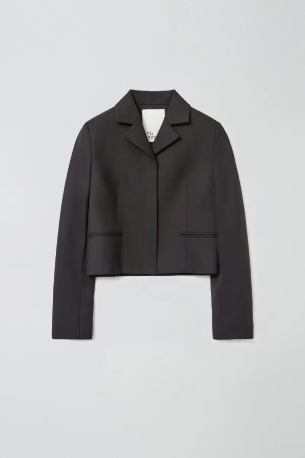 SINGLE HIDDEN CROP JACKET_BROWN