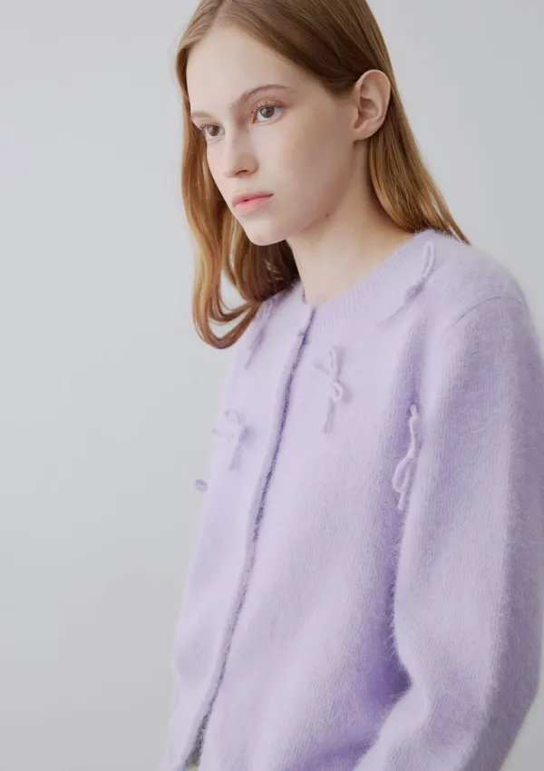 Mused Pure Angora Ribbon Cardigan - Light Purple