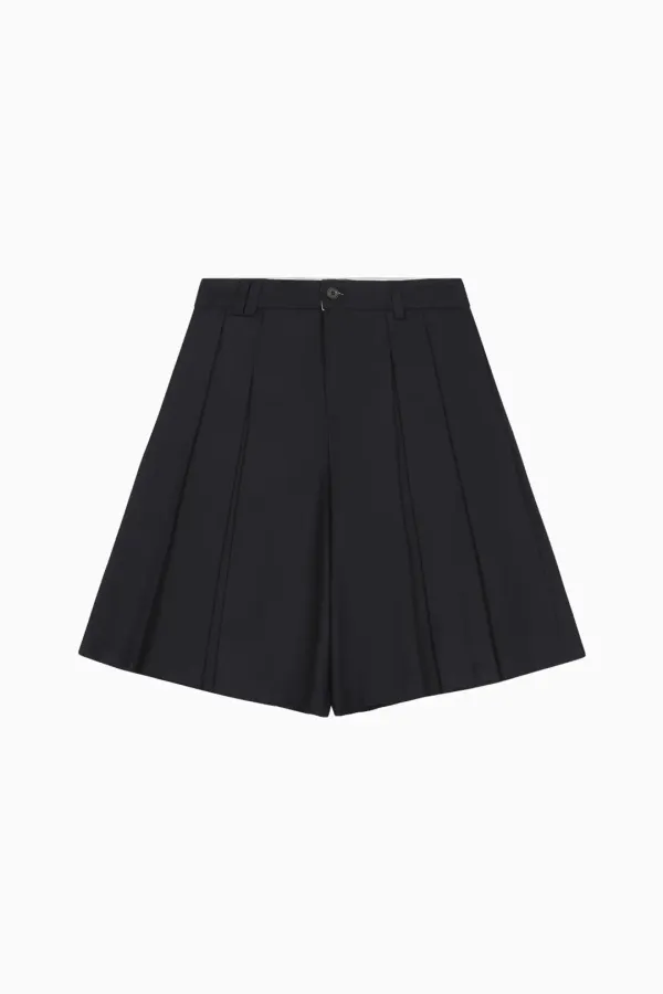PLEATS SKIRT MIDI PANTS, NAVY