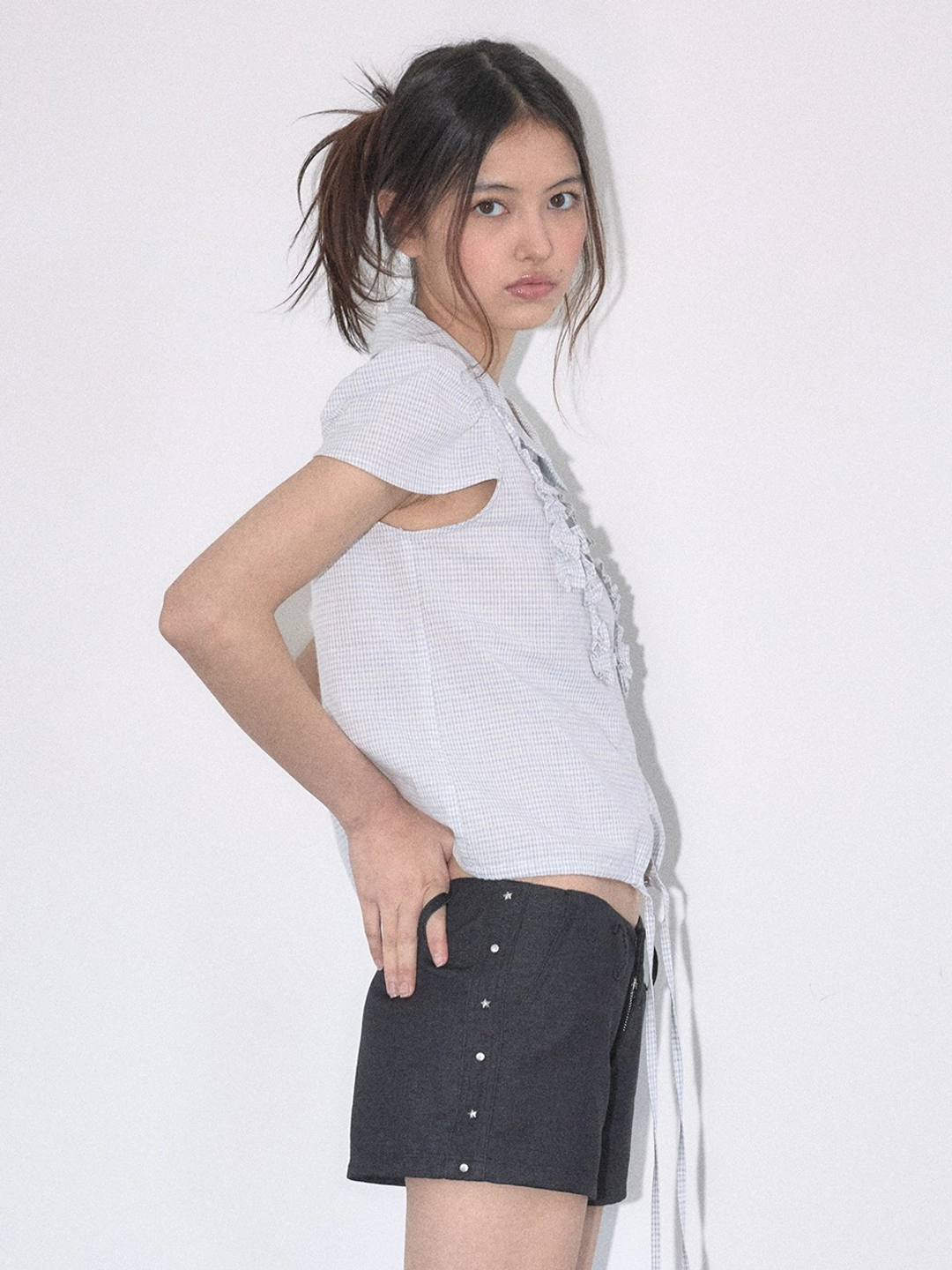 마가린핑거스 MIXED RIVET SHORTS (BLACK) 상품 이미지 2