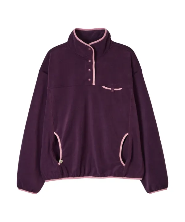 Wintry Fleece Snap Anorak-Purple