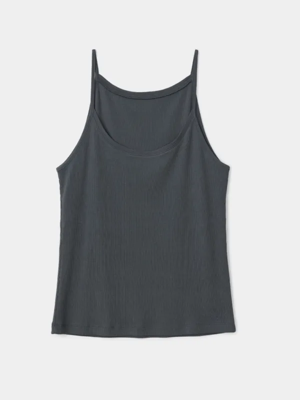 2nd /Ribbed sleeveless top (deep grey)