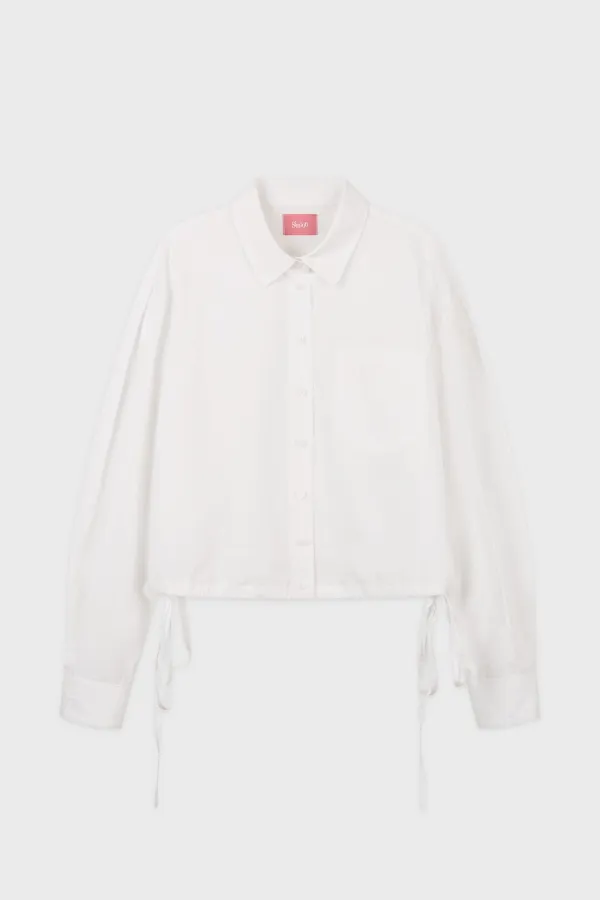 2-Way Drawstring Crop Shirt (White)