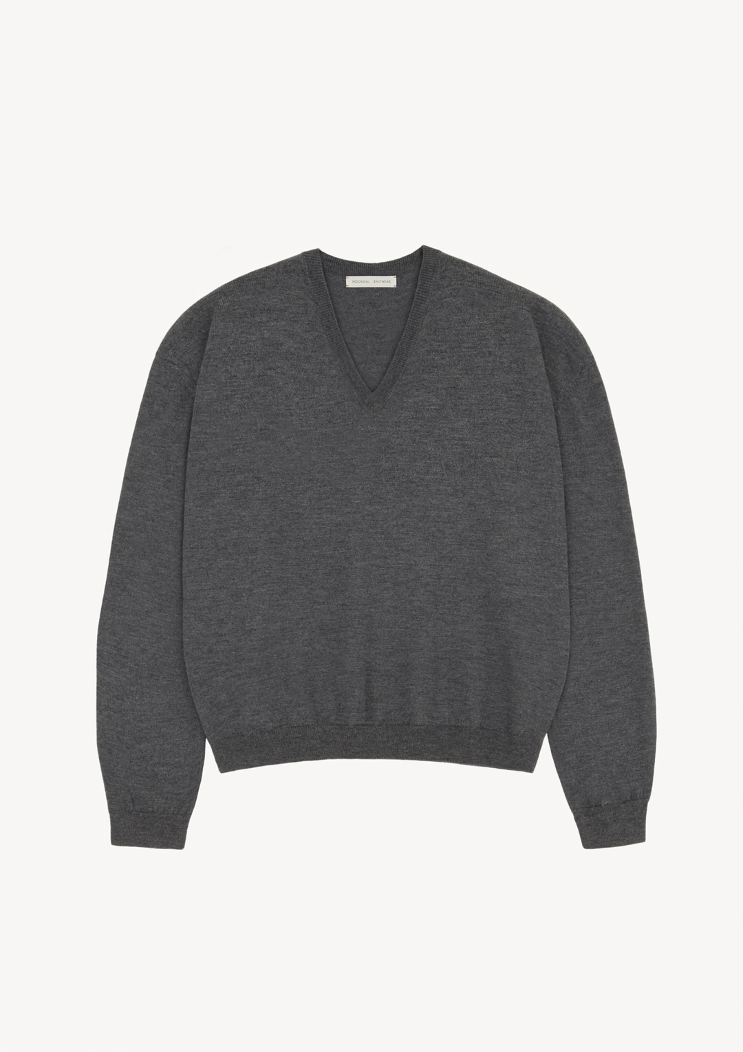 문달 Merino Classic V-Neck Knit in Gray 상품 이미지 1