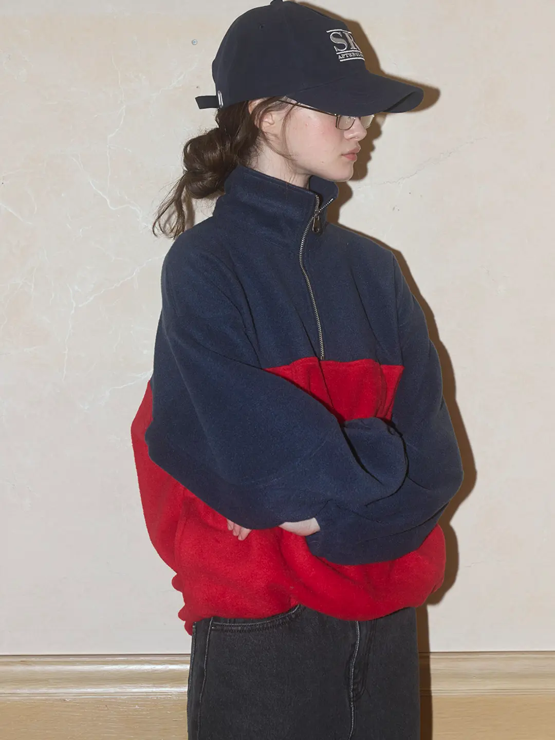 쏘이르 FLEECE HALF ZIP UP - NAVY 상품 이미지 1