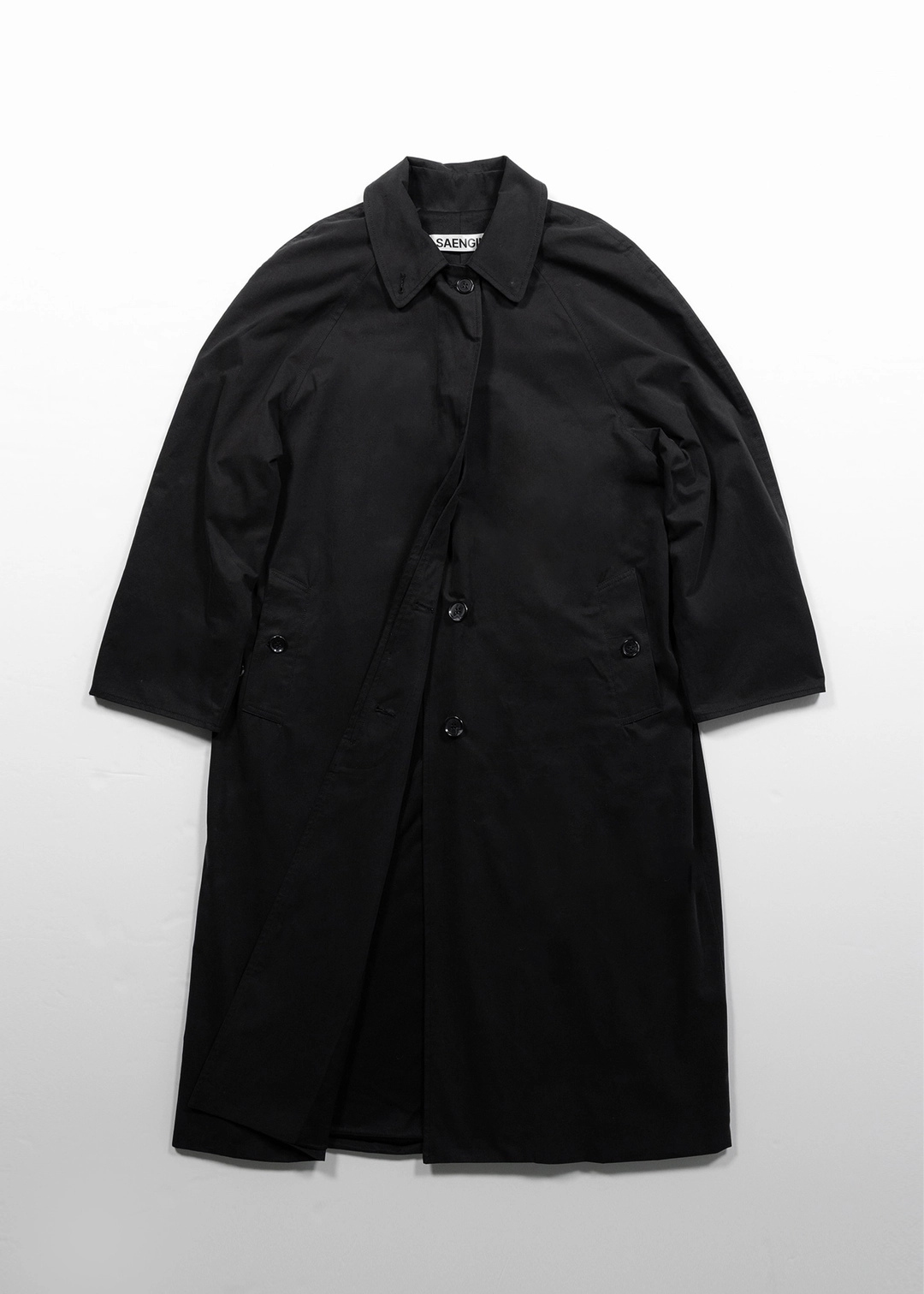 생긴 CLASSIC RAGLAN LONG COAT - BLACK(2차 재입고) 상품 이미지 1