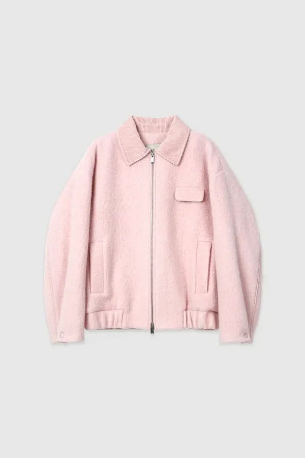 벨비컴 배색 카라 블루종 자켓 (Pink)