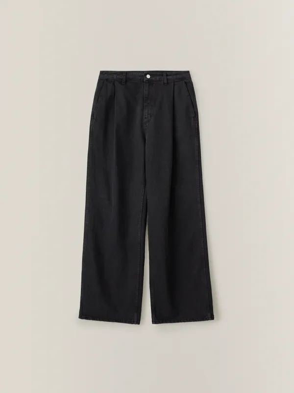 클래식 원턱 데님_vintage black