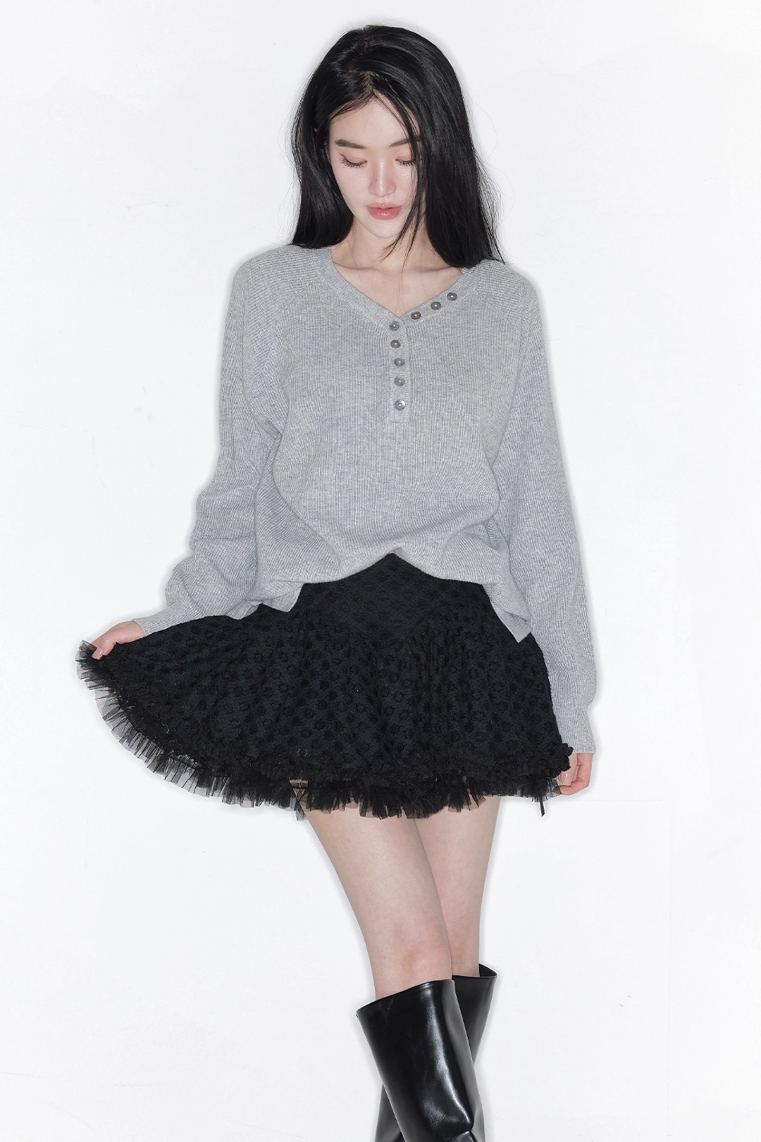 더티스 BLOSSOM WAVE TULLE SKIRT_TT6S501BK 상품 이미지 2