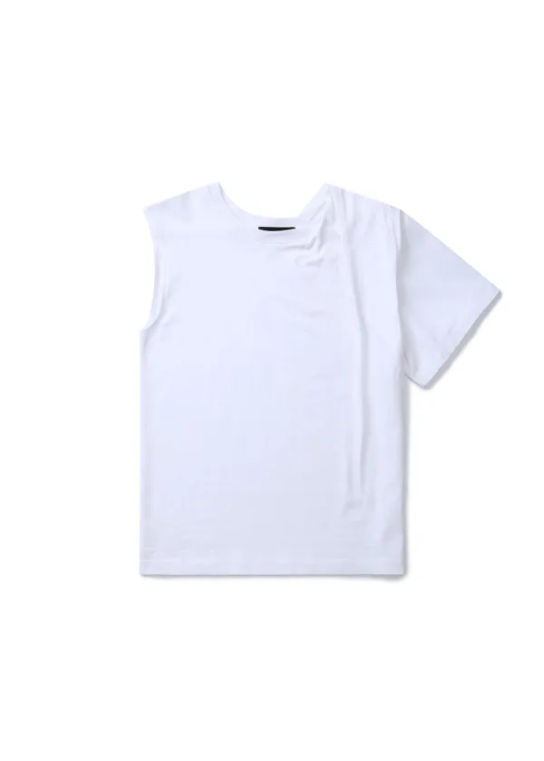 ASYMMETRIC SLEEVE TOP (WHITE)