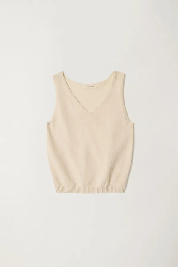 9TH / Paper sleeveless top (Oatmeal)