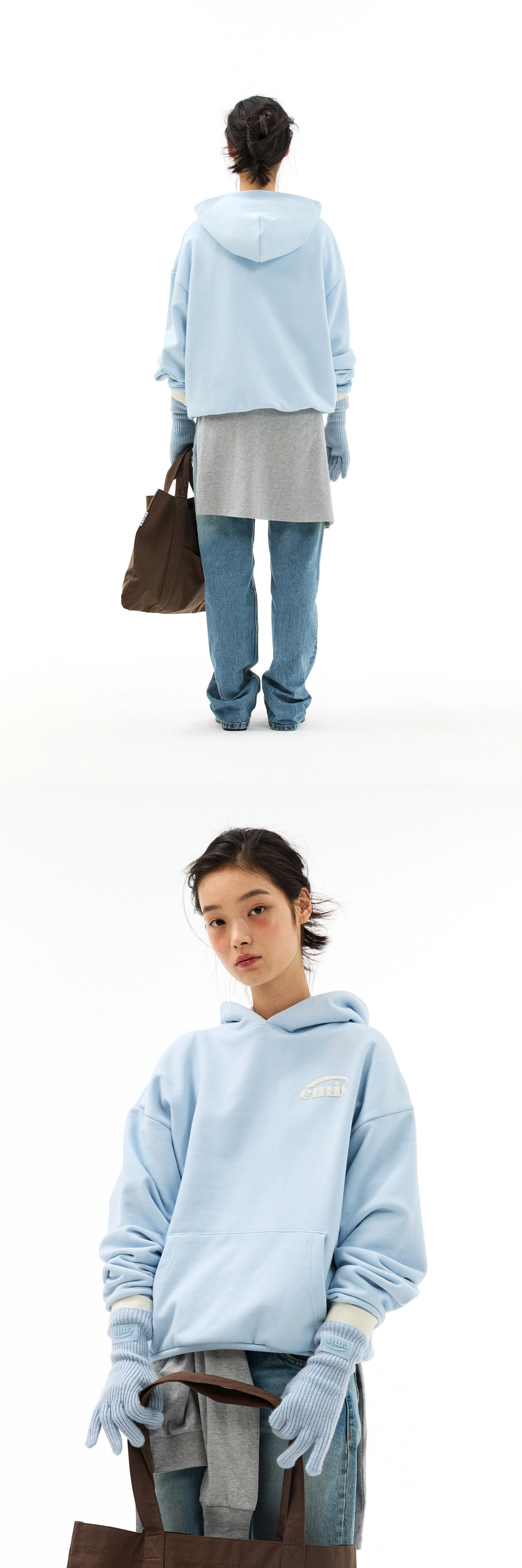 이미스 BOUCLE LOGO HOODIE-ASH BLUE 상품 이미지 3