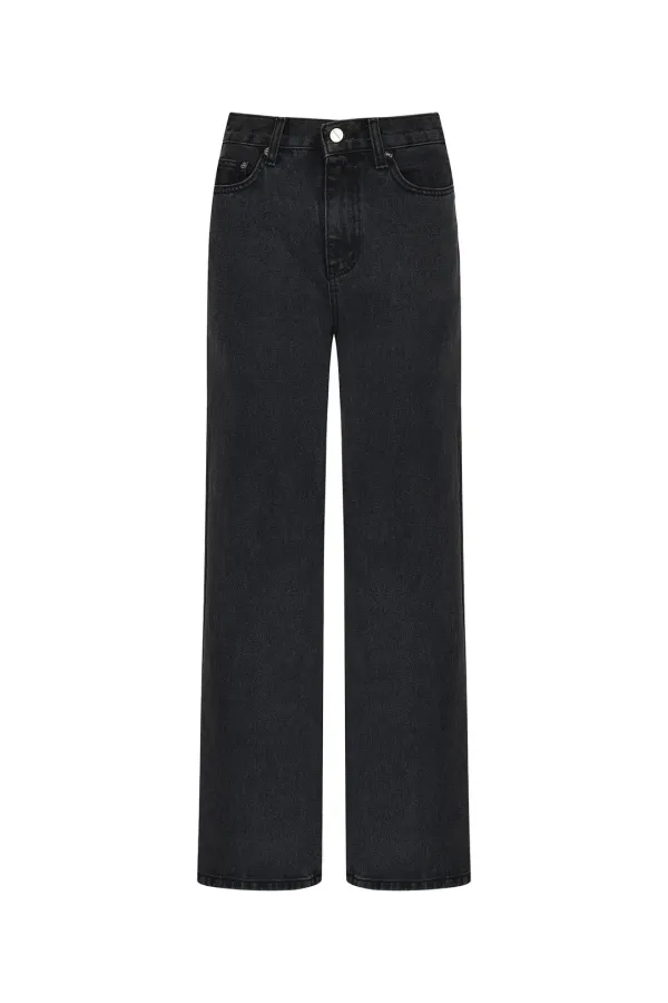 Long Straight Denim PT[LMBBAUDN101]-Black