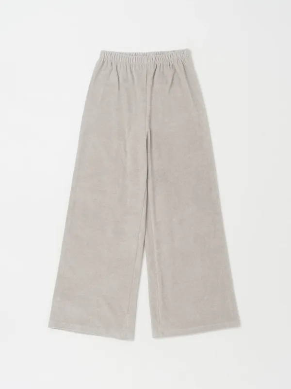 RELAXED TERRY WIDE LEG PANTS IN SOFT GREY