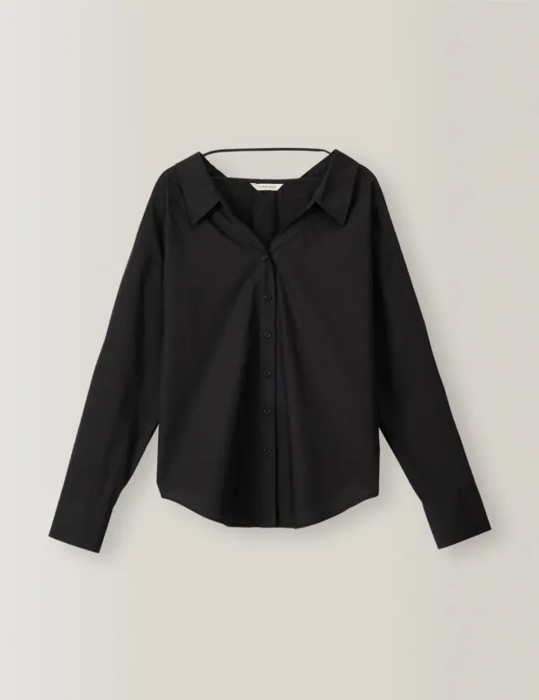 2nd / Muse Open Collar Shirts (Black)