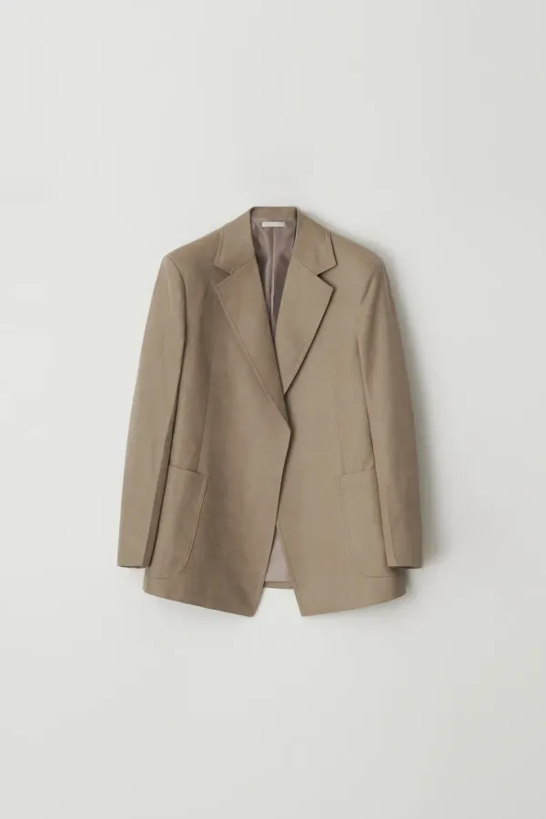 SINGLE OUT POCKET SUEDE JACKET_BEIGE