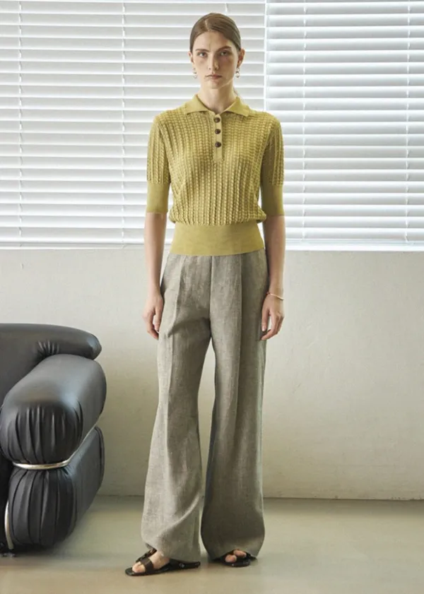CLASSIC BANDING TUCK SLACKS_CHARCOAL