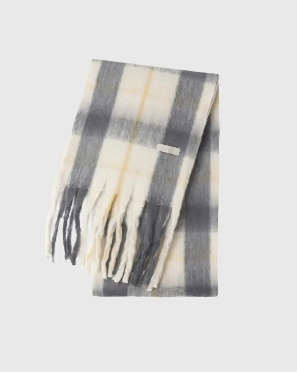 Square check soft long wide muffler - 2color