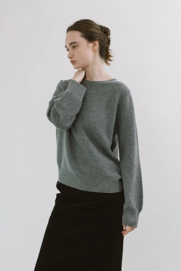 CASHMERE WHOLE ROUND KNIT [ IVORY / CHARCOAL / BROWN ] - EHA 에하