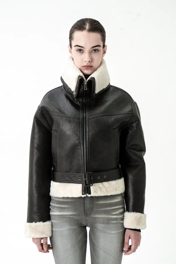 LINE BELT MUSTANG JACKET DARK BROWN