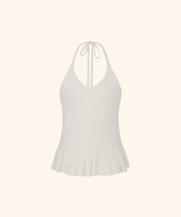[9/22 11:00am Coming soon] Letters Halter-Neck Wool Bustier (Ivory)