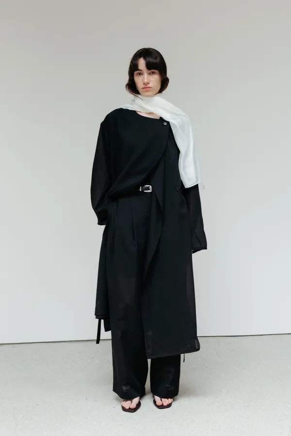 Summer Wool Trench Coat_Black