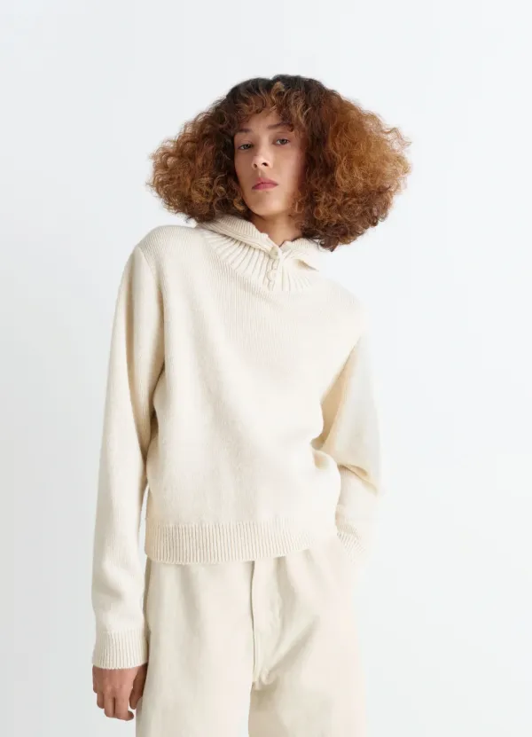 SWEATER WITH HOOD IN WOOL ALPACA
