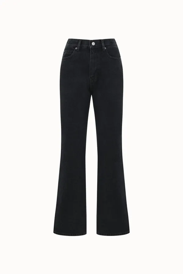 [4차 리오더][기장선택]Semi Boot-cut Denim Pants[LMBEAU24DN4123]-Black