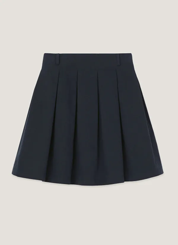FRIULI Stitch point tucked skirt (Navy)